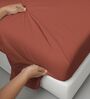 Brick Red Solid 400 TC Cotton King Sized Bedsheet with 2 Pillow Covers