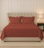 Brick Red Solid 400 TC Cotton King Sized Bedsheet with 2 Pillow Covers