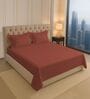 Brick Red Solid 400 TC Cotton King Sized Bedsheet with 2 Pillow Covers
