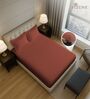 Brick Red Solid 400 TC Cotton King Sized Fitted sheet with 2 Pillow Covers