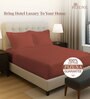 Brick Red Solid 400 TC Cotton Queen Sized Fitted sheet with 2 Pillow Covers