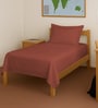 Brick Red Solid 400 TC Cotton Single Sized Bedsheet with 1 Pillow Cover