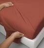 Brick Red Solid 400 TC Cotton Super King Sized Bedsheet with 4 Pillow Covers