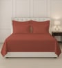 Brick Red Solid 400 TC Cotton Super King Sized Bedsheet with 4 Pillow Covers