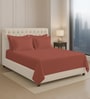 Brick Red Solid 400 TC Cotton Super King Sized Bedsheet with 4 Pillow Covers