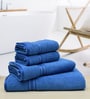 Bright Blue Solid 500 GSM Cotton 4 Pieces Towel Set