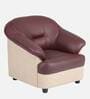 Bright Leatherette 1 Seater Sofa in Maroon & Beige Colour
