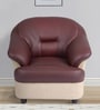 Bright Leatherette 1 Seater Sofa in Maroon & Beige Colour