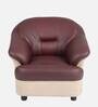 Bright Leatherette 1 Seater Sofa in Maroon & Beige Colour