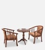 Brighton Coffee Table Set With 2 Chairs In Brown Finish