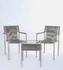 Brik Steel & Braided Rope Table And Chair Sets In Cream Finish