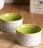 Brilliant 200ml White & Lime Green Stoneware (Set of 2) Ramekin Bowl