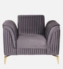 Brio Velvet Fabric 1 Seater Sofa in Textured Grey Color