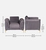 Brio Velvet Fabric 1 Seater Sofa in Textured Grey Color
