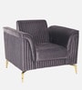 Brio Velvet Fabric 1 Seater Sofa in Textured Grey Color
