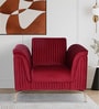 Brio Velvet Fabric 1 Seater Sofa in Textured Red Color