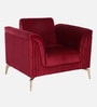 Brio Velvet Fabric 1 Seater Sofa in Textured Red Color