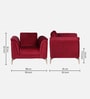 Brio Velvet Fabric 1 Seater Sofa in Textured Red Color