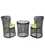 Brisbane Wicker Table And Chair Set ( With 2 Chairs ) in Black & White Dual Tone Finish