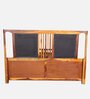 Brixton Sheesham Wood King Size Bed In Crowberry Blue And Walnut Finish With Hydraulic Storage
