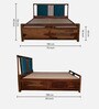 Brixton Sheesham Wood King Size Bed In Crowberry Blue And Walnut Finish With Hydraulic Storage