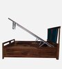 Brixton Sheesham Wood King Size Bed In Crowberry Blue And Walnut Finish With Hydraulic Storage