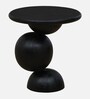 Bronte Solid Wood End Table In Sandblasted Black Finish