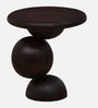 Bronte Solid Wood End Table In Sandblasted Dark Teak  Finish