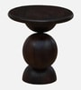 Bronte Solid Wood End Table In Sandblasted Dark Teak  Finish