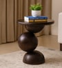 Bronte Solid Wood End Table In Sandblasted Dark Teak  Finish