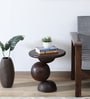 Bronte Solid Wood End Table In Sandblasted Dark Teak  Finish