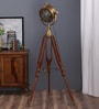 Bronze Metal Shade Tripod Floor Lamp With Brown Base