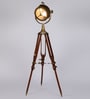 Bronze Metal Shade Tripod Floor Lamp With Brown Base