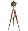 Bronze Metal Shade Tripod Floor Lamp With Brown Base