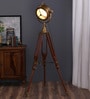 Bronze Metal Shade Tripod Floor Lamp With Brown Base
