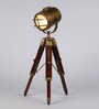 Bronze Metal Shade Tripod Table Lamp with Brown Base