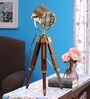 Bronze Metal Shade Tripod Table Lamp with Brown Base
