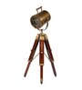 Bronze Metal Shade Tripod Table Lamp with Brown Base