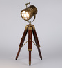 Bronze Metal Shade Tripod Table Lamp with Brown Base