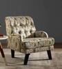 Broomedge Fabric Full Back Lounge Chair In Abstract Olive Print