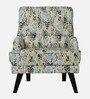 Broomedge Fabric Full Back Lounge Chair In Abstract Olive Print