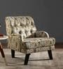Broomedge Fabric Full Back Lounge Chair In Abstract Olive Print