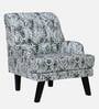 Broomedge Fabric Full Back Lounge Chair In Abstract Teal Print