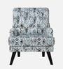 Broomedge Fabric Full Back Lounge Chair In Abstract Teal Print