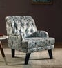 Broomedge Fabric Full Back Lounge Chair In Abstract Teal Print
