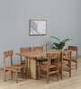 Brovst Acacia Wood 6 Seater Dining Set In Natural Finish