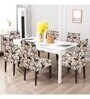 Brown & Beige Printed Polyester Blend 14x38 Inches Chair Covers (Set of 6)