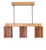 Elegant 3 Lights Brown & Beige Solid Wood Linear Chandelier Cluster Hanging Light