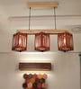 Elegant 3 Lights Brown & Beige Solid Wood Linear Chandelier Cluster Hanging Light