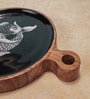 Brown & Black Enamel  Acacia Wood  Appetizer Platter